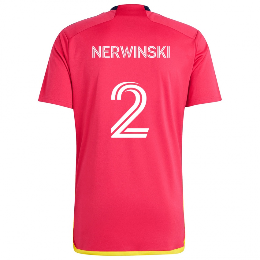 Kinder Jake Nerwinski #2 Rot Blau Heimtrikot Trikot 2024/25 T-Shirt Schweiz