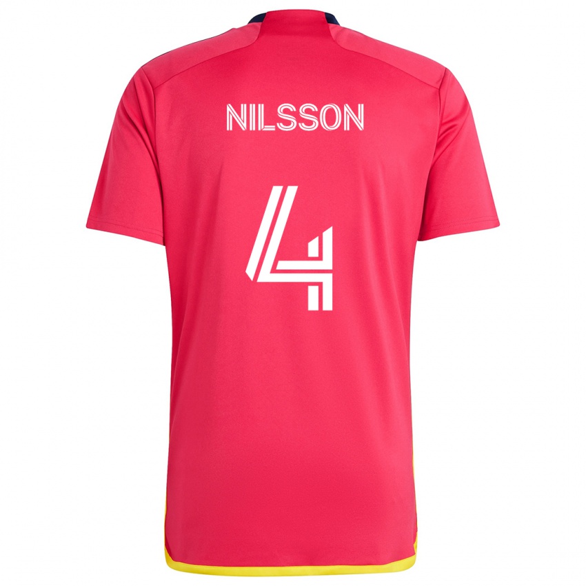 Kinder Joakim Nilsson #4 Rot Blau Heimtrikot Trikot 2024/25 T-Shirt Schweiz