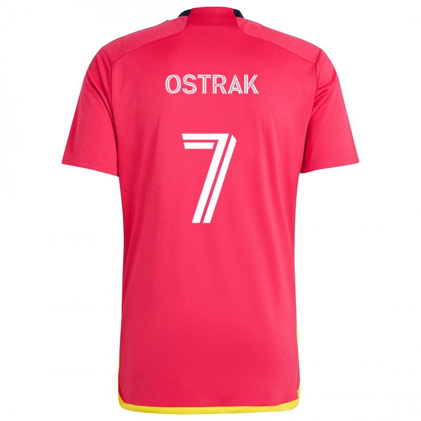 Kinder Tomás Ostrák #7 Rot Blau Heimtrikot Trikot 2024/25 T-Shirt Schweiz