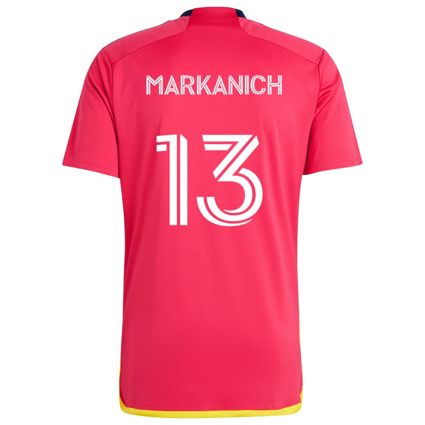 Kinder Anthony Markanich #13 Rot Blau Heimtrikot Trikot 2024/25 T-Shirt Schweiz