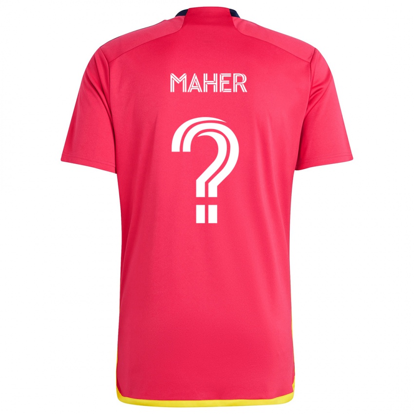 Enfant Maillot Josh Maher #0 Rouge Bleu Tenues Domicile 2024/25 T-Shirt Suisse