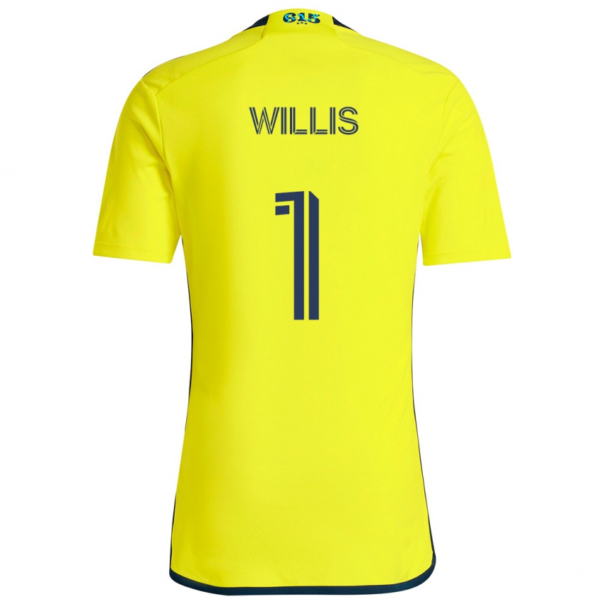 Enfant Maillot Joe Willis #1 Jaune Bleu Tenues Domicile 2024/25 T-Shirt Suisse