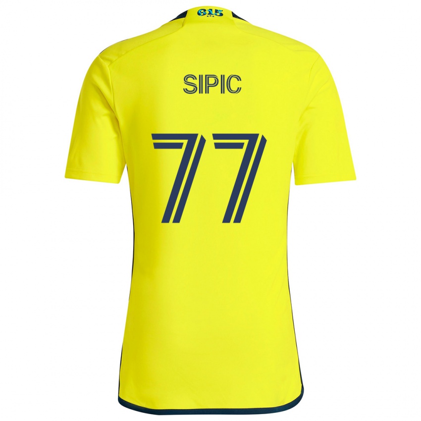 Enfant Maillot Adem Sipić #77 Jaune Bleu Tenues Domicile 2024/25 T-Shirt Suisse