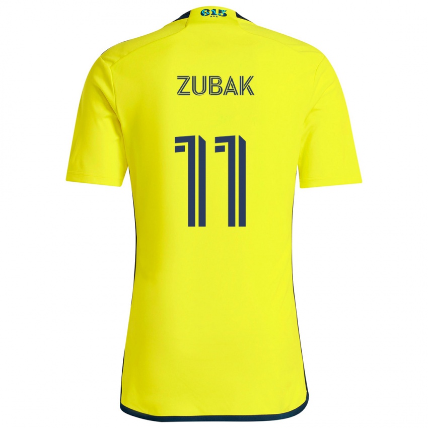 Enfant Maillot Ethan Zubak #11 Jaune Bleu Tenues Domicile 2024/25 T-Shirt Suisse