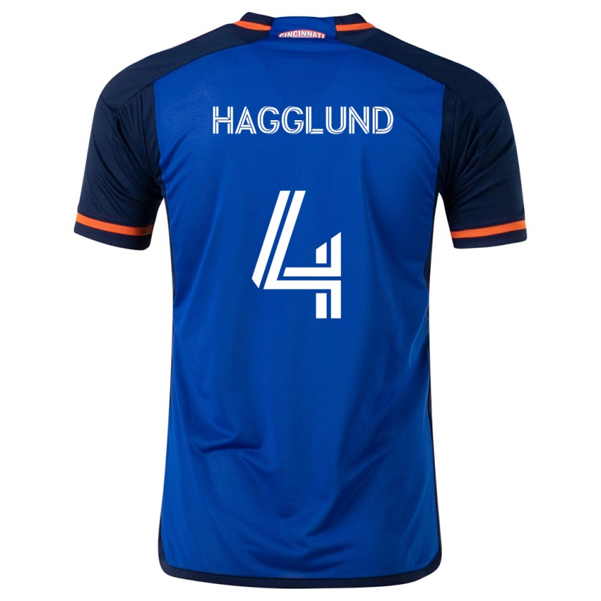 Kinder Nick Hagglund #4 Blau Weiss Heimtrikot Trikot 2024/25 T-Shirt Schweiz