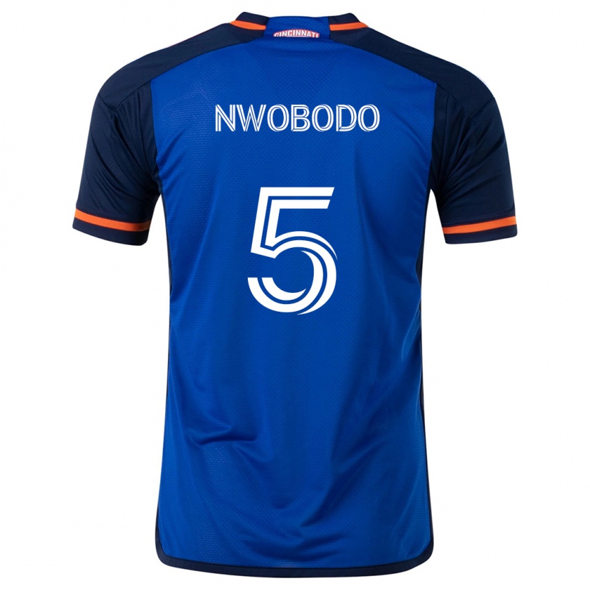 Kinder Obinna Nwobodo #5 Blau Weiss Heimtrikot Trikot 2024/25 T-Shirt Schweiz