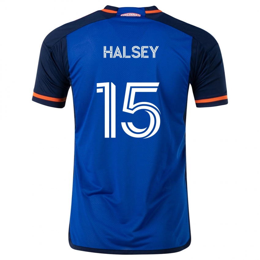 Enfant Maillot Bret Halsey #15 Bleu Blanc Tenues Domicile 2024/25 T-Shirt Suisse