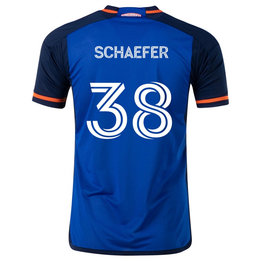 Kinder Brian Schaefer #38 Blau Weiss Heimtrikot Trikot 2024/25 T-Shirt Schweiz