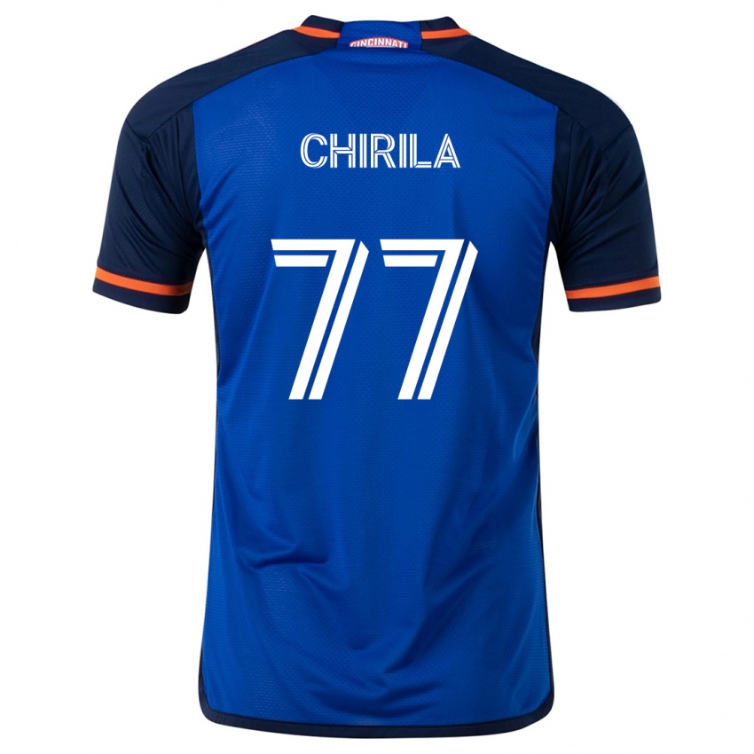 Kinder Stefan Chirila #77 Blau Weiss Heimtrikot Trikot 2024/25 T-Shirt Schweiz