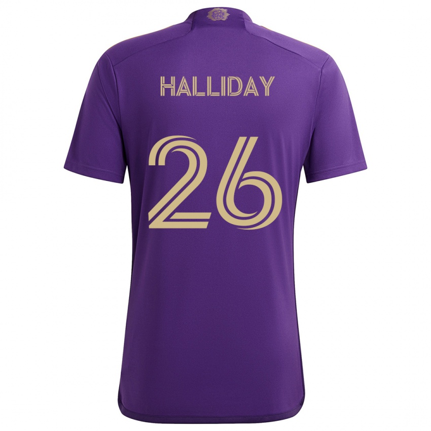 Kinder Michael Halliday #26 Lila Gelb Heimtrikot Trikot 2024/25 T-Shirt Schweiz