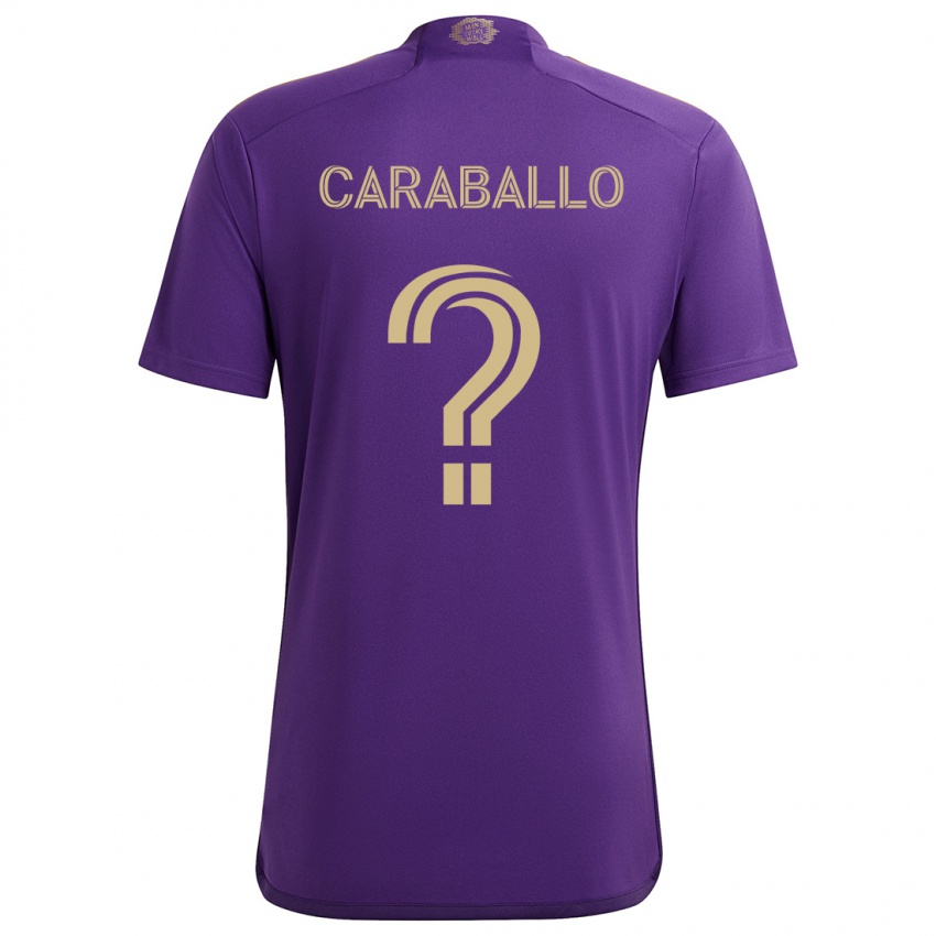 Enfant Maillot Gustavo Caraballo #0 Violet Jaune Tenues Domicile 2024/25 T-Shirt Suisse