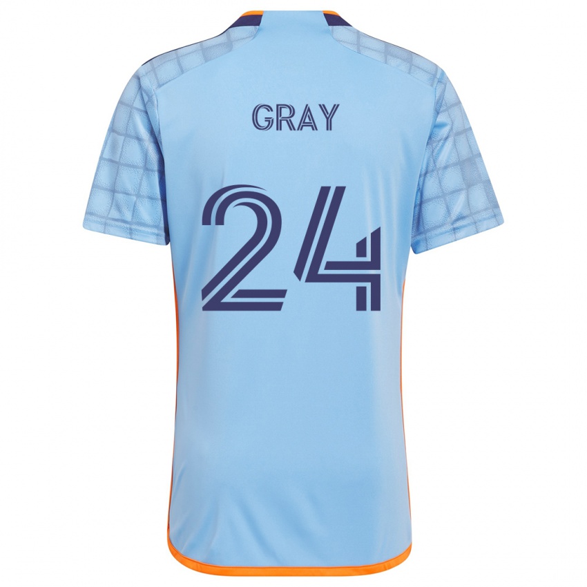 Enfant Maillot Tayvon Gray #24 Bleu Orange Tenues Domicile 2024/25 T-Shirt Suisse