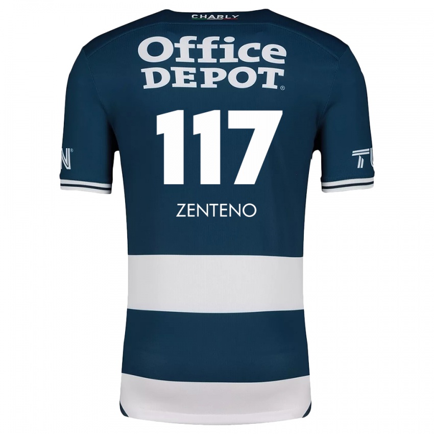 Enfant Maillot Gustavo Zenteno #117 Bleu Blanc Tenues Domicile 2024/25 T-Shirt Suisse