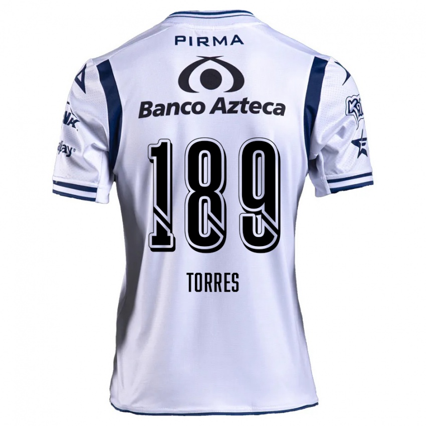 Enfant Maillot Dylan Torres #189 Blanc Bleu Marine Tenues Domicile 2024/25 T-Shirt Suisse