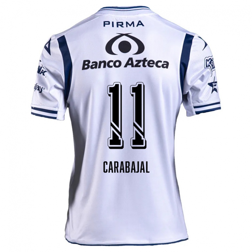 Enfant Maillot Gabriel Carabajal #11 Blanc Bleu Marine Tenues Domicile 2024/25 T-Shirt Suisse