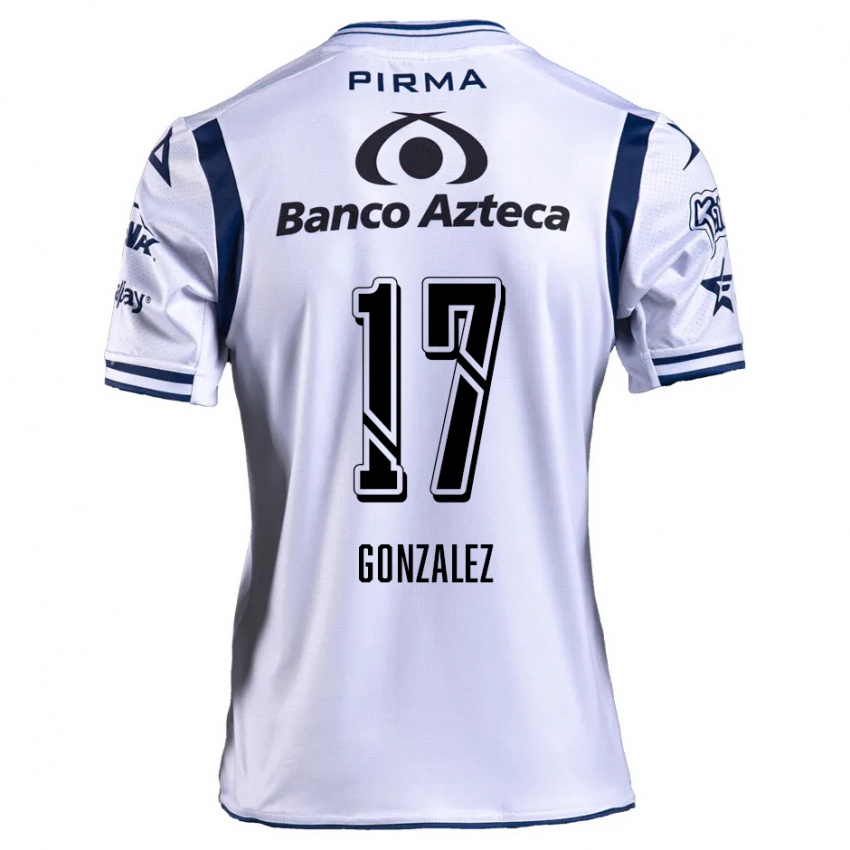 Enfant Maillot Andrea González #17 Blanc Bleu Marine Tenues Domicile 2024/25 T-Shirt Suisse