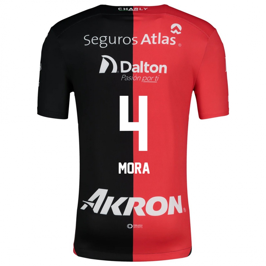 Kinder Adrián Mora #4 Rot Schwarz Heimtrikot Trikot 2024/25 T-Shirt Schweiz