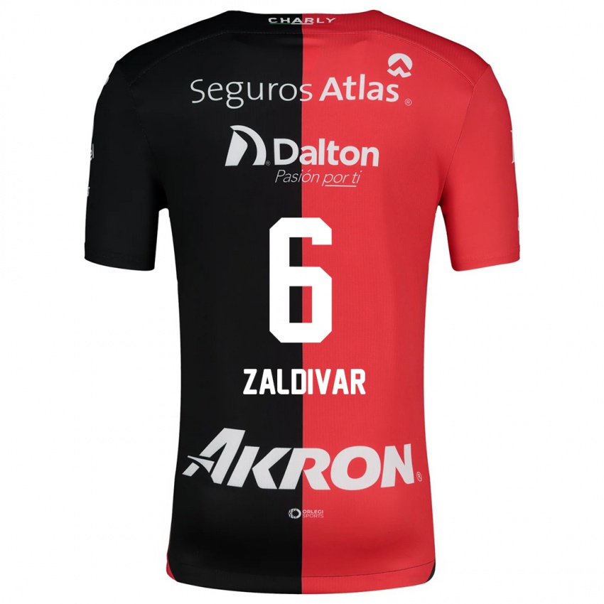 Kinder Édgar Zaldívar #6 Rot Schwarz Heimtrikot Trikot 2024/25 T-Shirt Schweiz