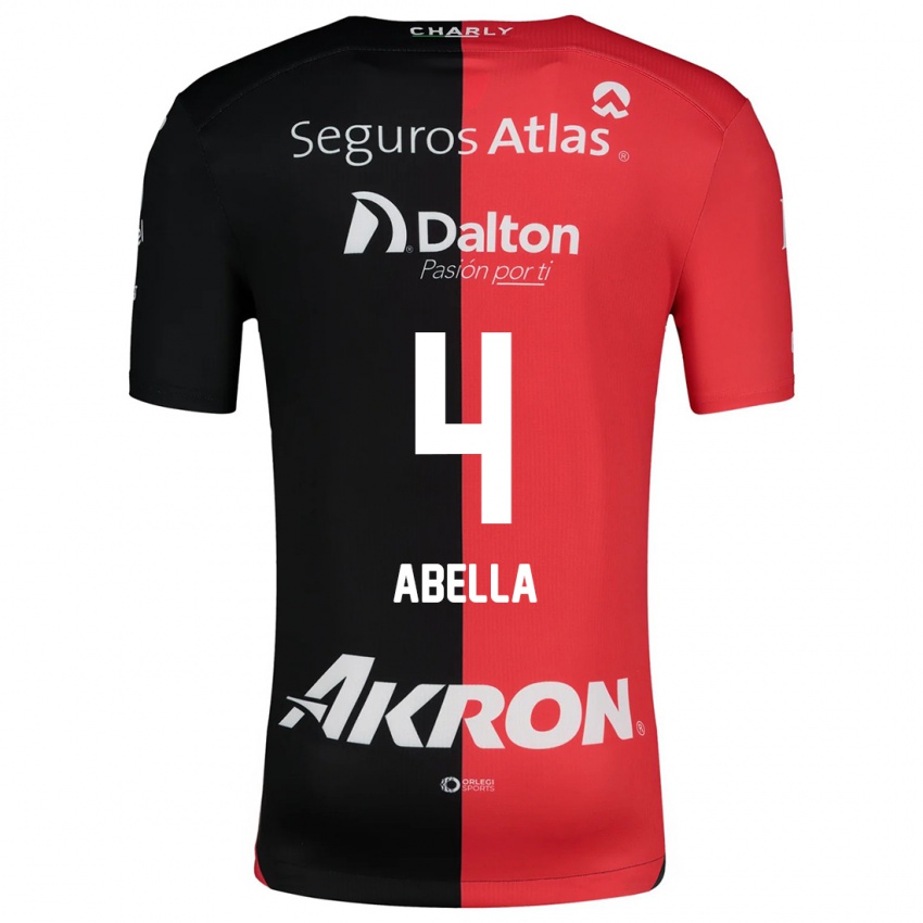 Kinder José Abella #4 Rot Schwarz Heimtrikot Trikot 2024/25 T-Shirt Schweiz