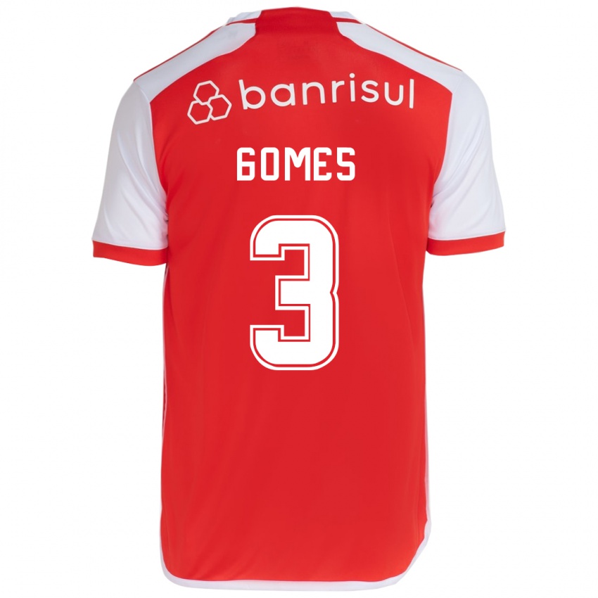 Enfant Maillot Igor Gomes #3 Rouge Blanc Tenues Domicile 2024/25 T-Shirt Suisse