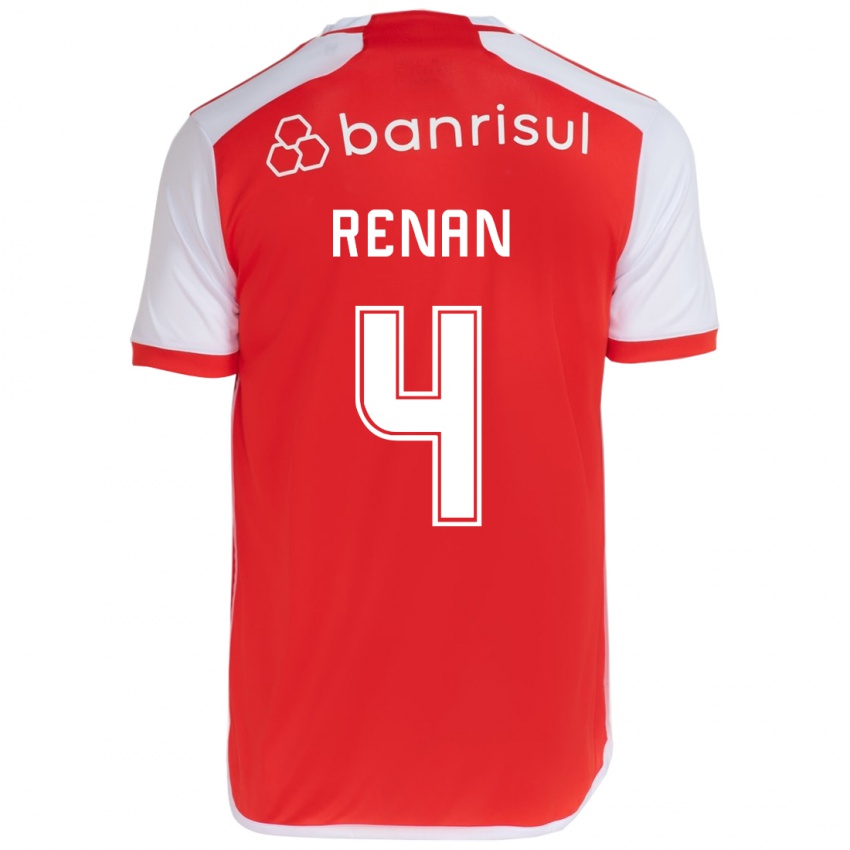 Enfant Maillot Robert Renan #4 Rouge Blanc Tenues Domicile 2024/25 T-Shirt Suisse