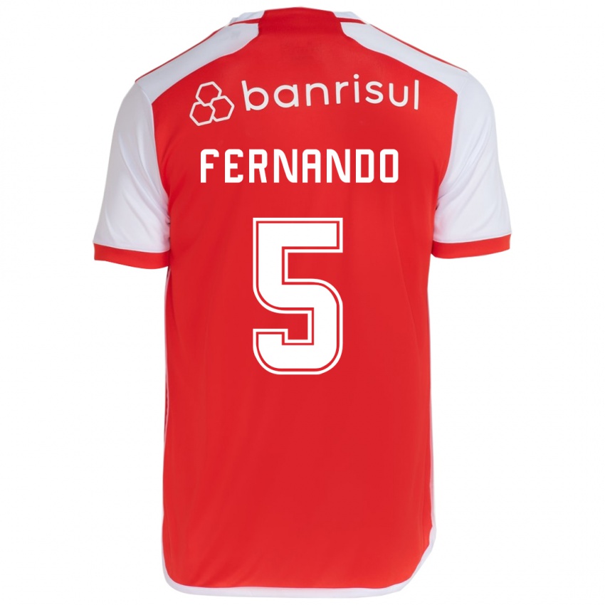 Enfant Maillot Fernando #5 Rouge Blanc Tenues Domicile 2024/25 T-Shirt Suisse