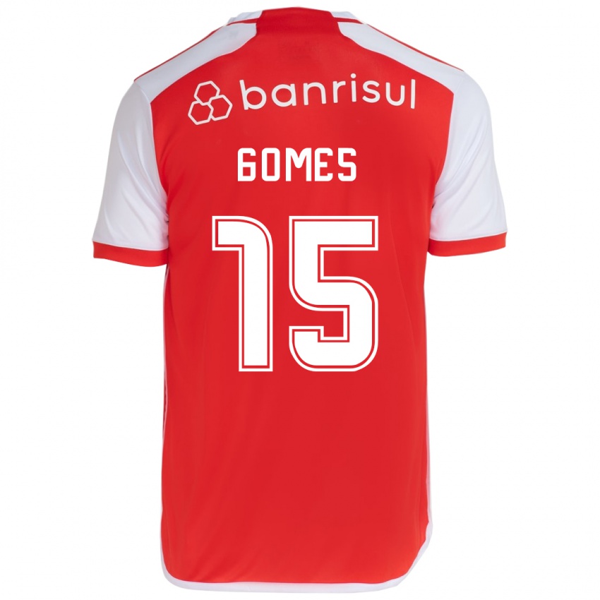 Enfant Maillot Bruno Gomes #15 Rouge Blanc Tenues Domicile 2024/25 T-Shirt Suisse