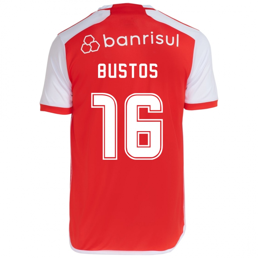 Enfant Maillot Fabricio Bustos #16 Rouge Blanc Tenues Domicile 2024/25 T-Shirt Suisse