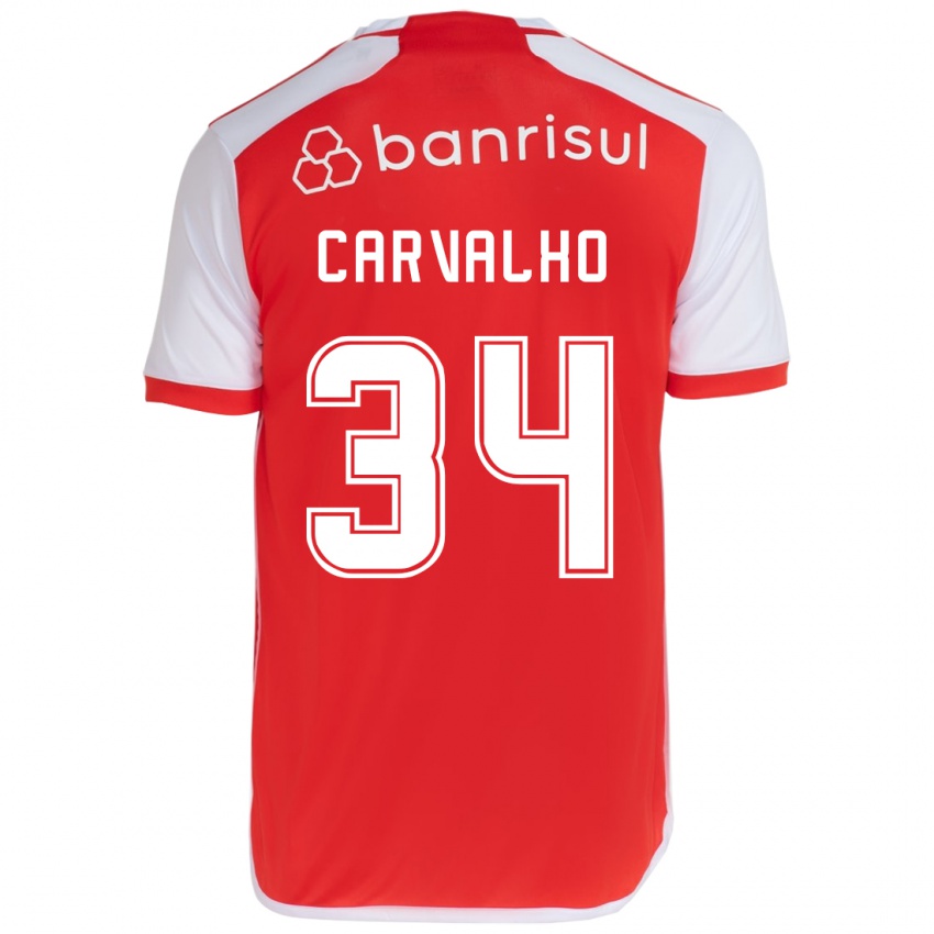 Enfant Maillot Gabriel Carvalho #34 Rouge Blanc Tenues Domicile 2024/25 T-Shirt Suisse