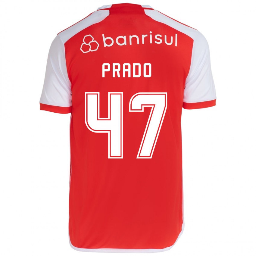 Enfant Maillot Gustavo Prado #47 Rouge Blanc Tenues Domicile 2024/25 T-Shirt Suisse