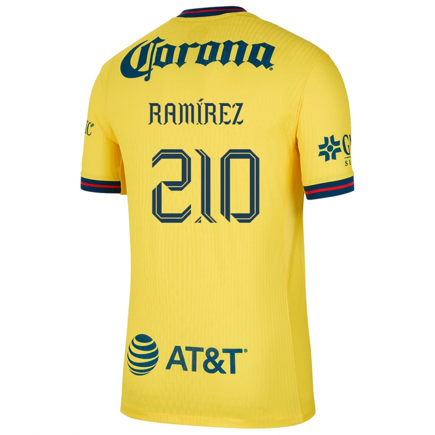 Enfant Maillot Miguel Ramírez #210 Jaune Bleu Tenues Domicile 2024/25 T-Shirt Suisse