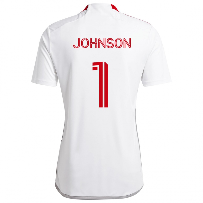 Kinder Sean Johnson #1 Weiß Rot Auswärtstrikot Trikot 2024/25 T-Shirt Schweiz