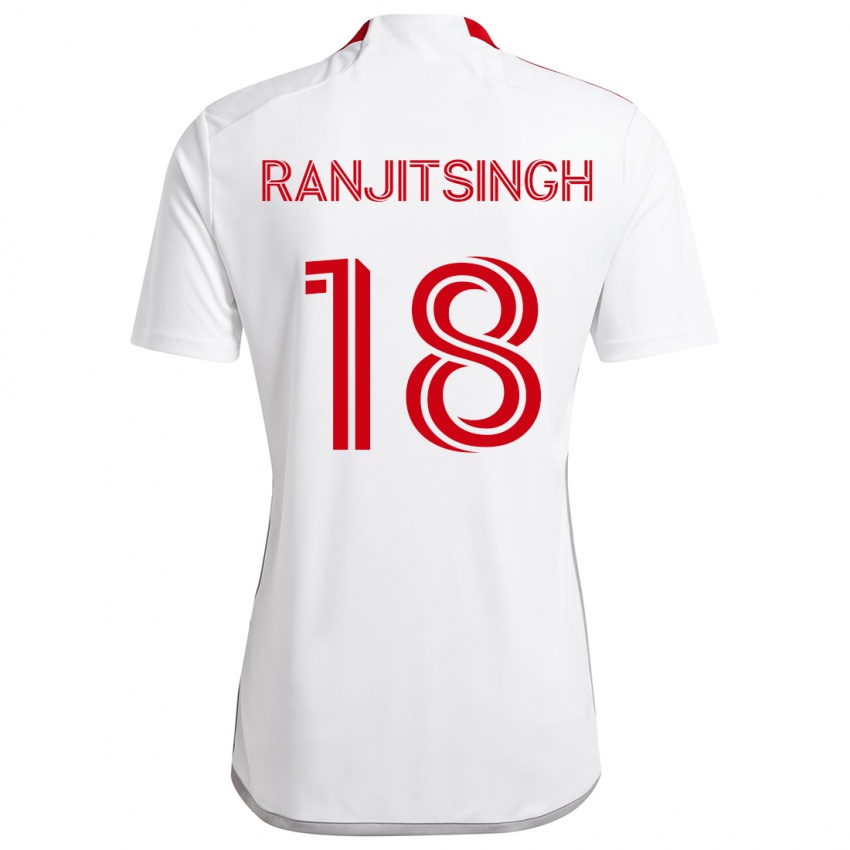 Kinder Greg Ranjitsingh #18 Weiß Rot Auswärtstrikot Trikot 2024/25 T-Shirt Schweiz