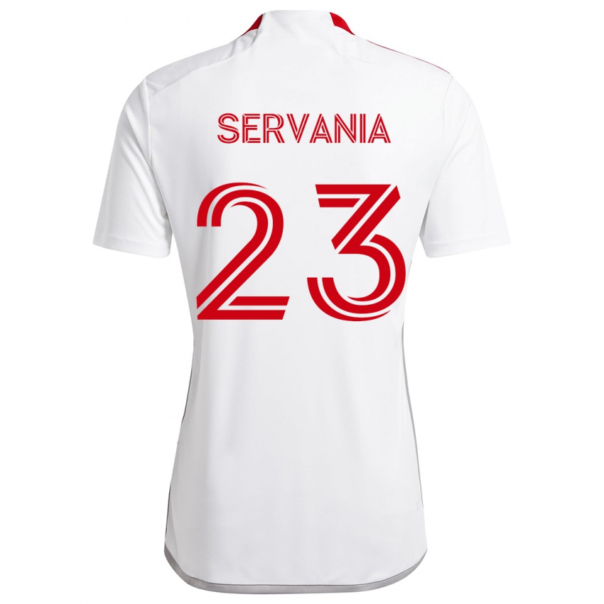 Kinder Brandon Servania #23 Weiß Rot Auswärtstrikot Trikot 2024/25 T-Shirt Schweiz