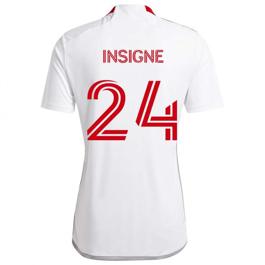 Kinder Lorenzo Insigne #24 Weiß Rot Auswärtstrikot Trikot 2024/25 T-Shirt Schweiz