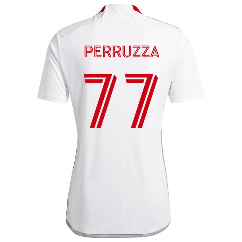 Kinder Jordan Perruzza #77 Weiß Rot Auswärtstrikot Trikot 2024/25 T-Shirt Schweiz