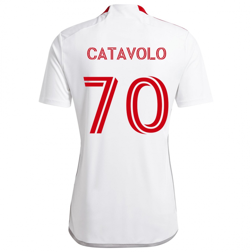 Kinder Matthew Catavolo #70 Weiß Rot Auswärtstrikot Trikot 2024/25 T-Shirt Schweiz