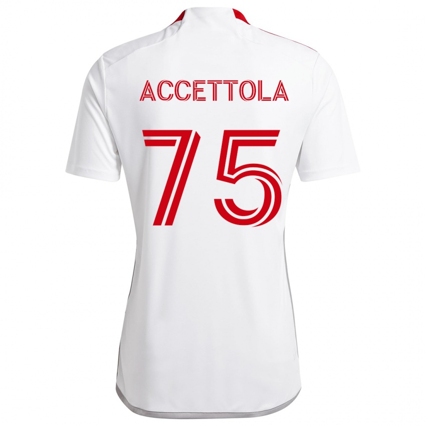 Kinder Luca Accettola #75 Weiß Rot Auswärtstrikot Trikot 2024/25 T-Shirt Schweiz