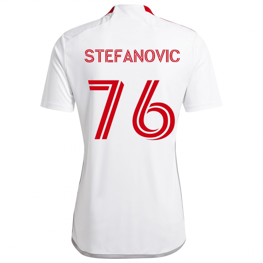 Kinder Lazar Stefanovic #76 Weiß Rot Auswärtstrikot Trikot 2024/25 T-Shirt Schweiz