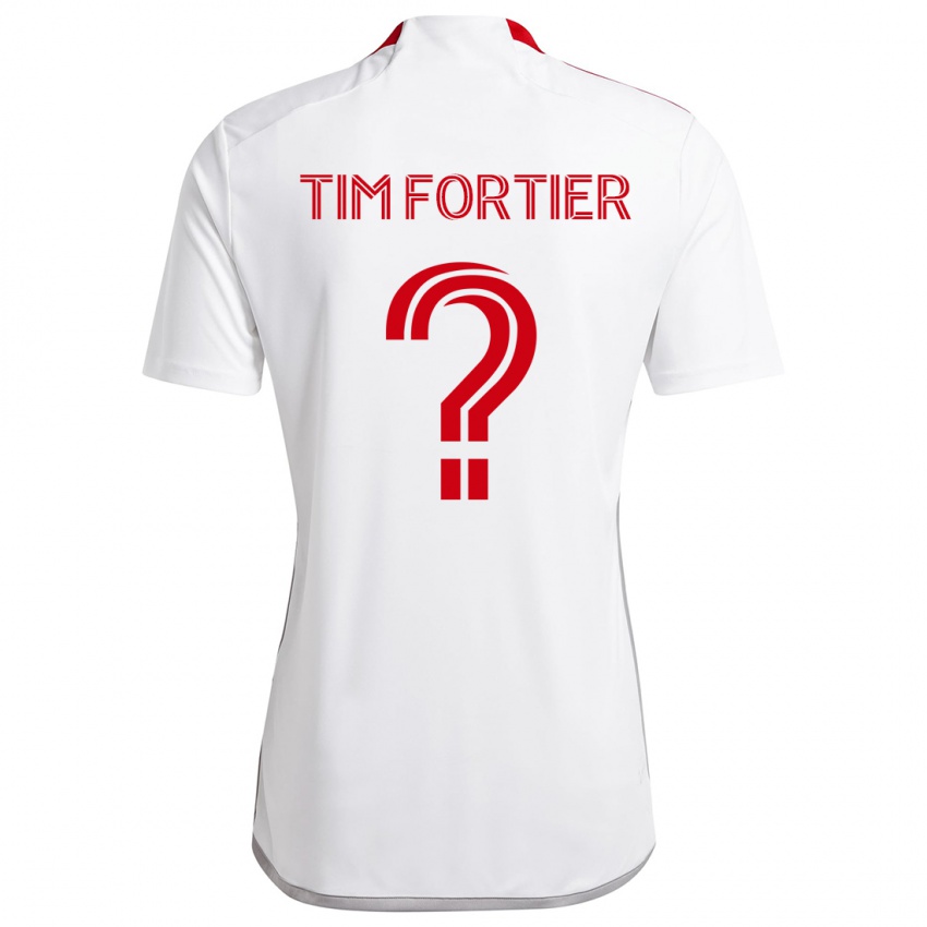 Kinder Tim Fortier #0 Weiß Rot Auswärtstrikot Trikot 2024/25 T-Shirt Schweiz