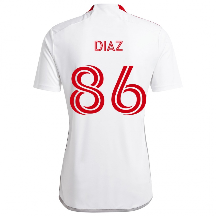 Kinder Alec Díaz #86 Weiß Rot Auswärtstrikot Trikot 2024/25 T-Shirt Schweiz