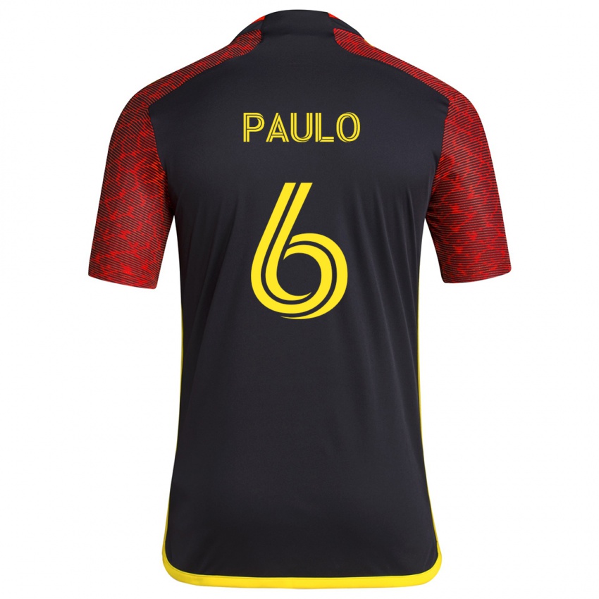 Kinder João Paulo #6 Rot Schwarz Auswärtstrikot Trikot 2024/25 T-Shirt Schweiz