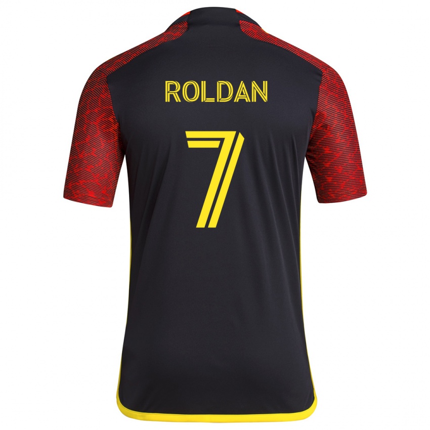 Kinder Cristian Roldán #7 Rot Schwarz Auswärtstrikot Trikot 2024/25 T-Shirt Schweiz