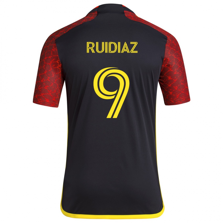 Kinder Raúl Ruidíaz #9 Rot Schwarz Auswärtstrikot Trikot 2024/25 T-Shirt Schweiz