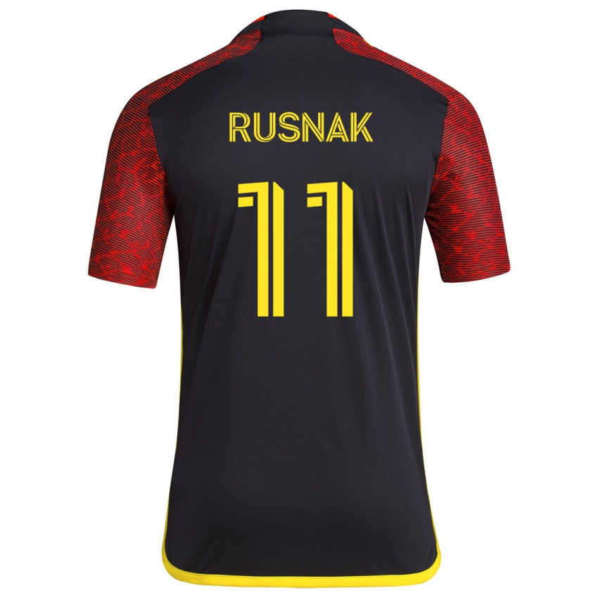 Kinder Albert Rusnák #11 Rot Schwarz Auswärtstrikot Trikot 2024/25 T-Shirt Schweiz