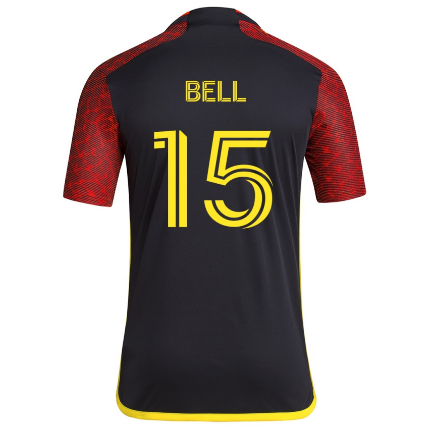 Kinder Jon Bell #15 Rot Schwarz Auswärtstrikot Trikot 2024/25 T-Shirt Schweiz