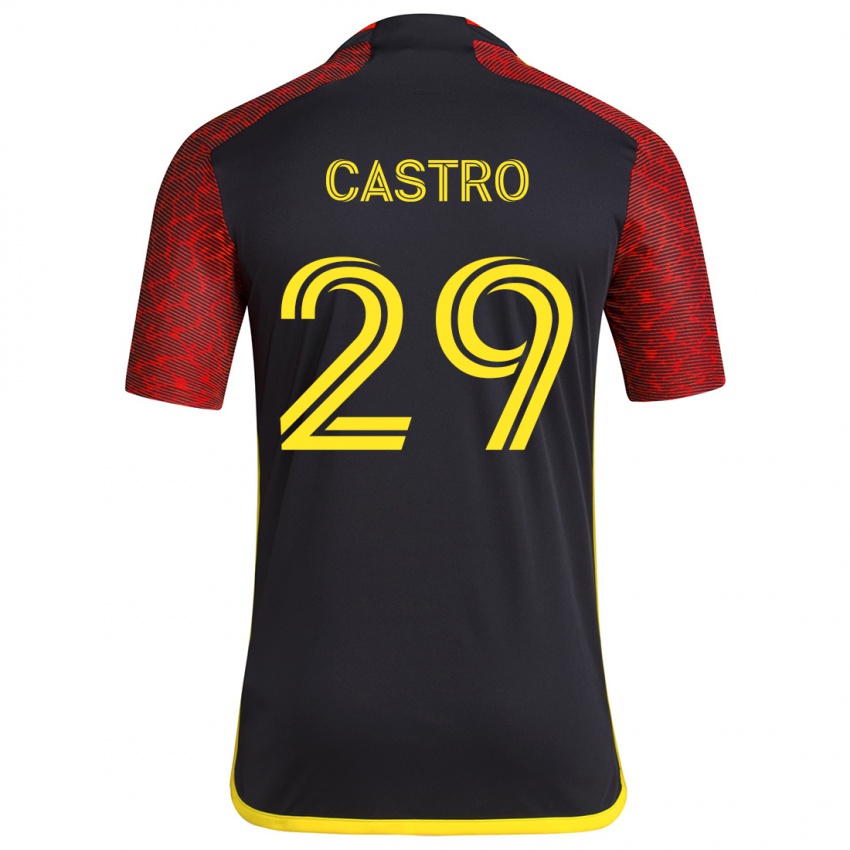 Kinder Jacob Castro #29 Rot Schwarz Auswärtstrikot Trikot 2024/25 T-Shirt Schweiz