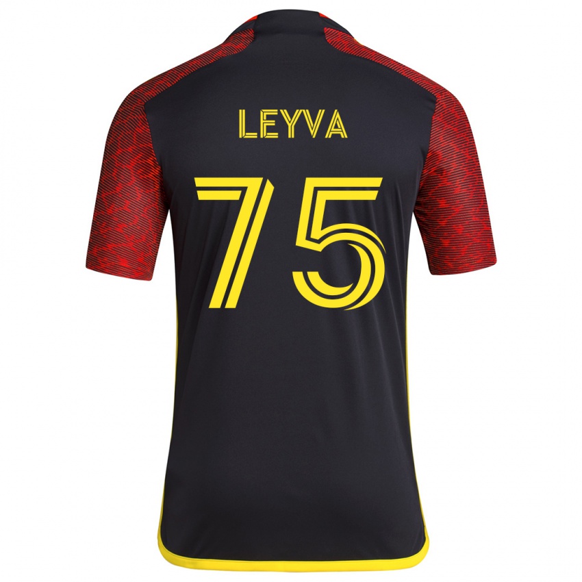 Kinder Danny Leyva #75 Rot Schwarz Auswärtstrikot Trikot 2024/25 T-Shirt Schweiz