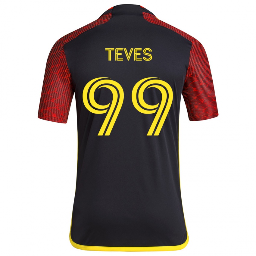 Kinder Dylan Teves #99 Rot Schwarz Auswärtstrikot Trikot 2024/25 T-Shirt Schweiz