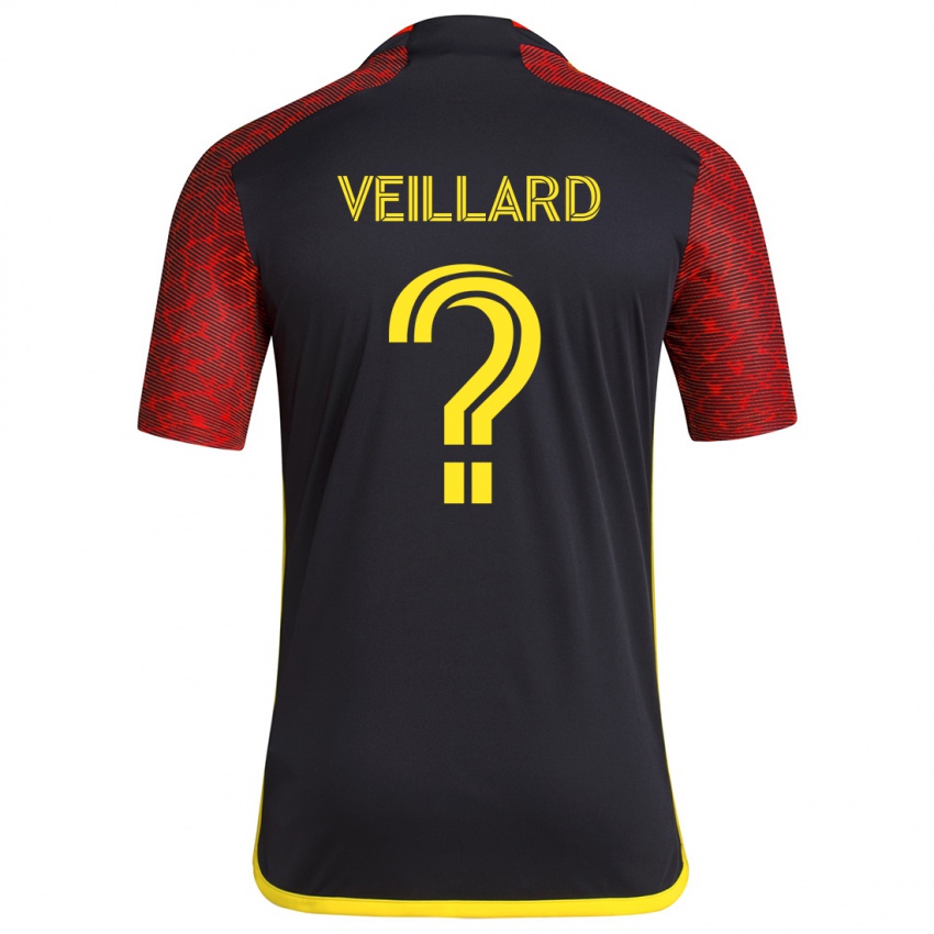 Kinder Etienne Veillard #0 Rot Schwarz Auswärtstrikot Trikot 2024/25 T-Shirt Schweiz